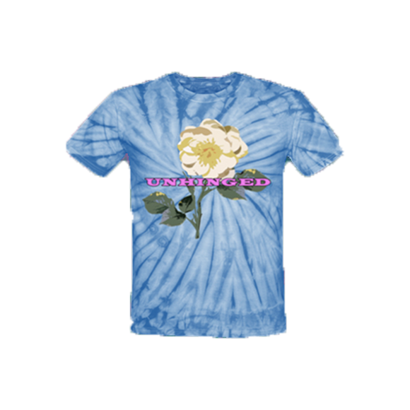 UNHINGED YELLOW FLOWER T-SHIRT (Blue Tie Dye)