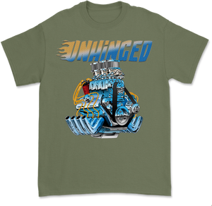 UNHINGED CAR ENGINE T-SHIRT (Military Green)