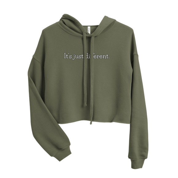 IT'S JUST DIFFERENT WOMENS CROP HOODIE (Olive Green)