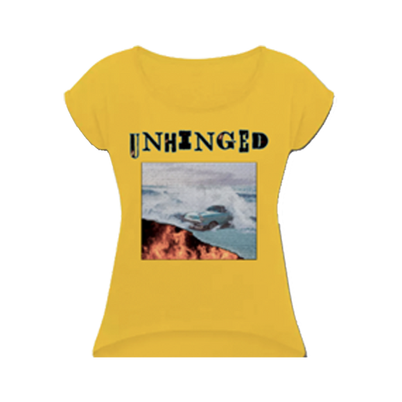 UNHINGED CAR FIRE ROLL CUFF T-SHIRT (Yellow)
